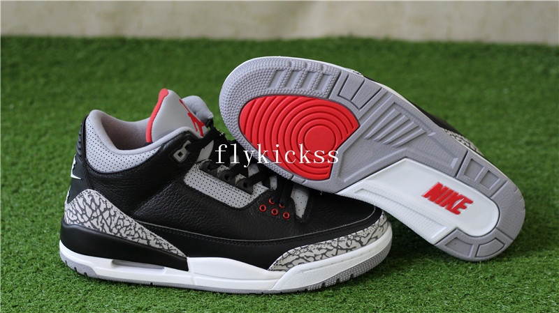 Authentic Air Jordan 3 Retro Black Cements Nike Bottom